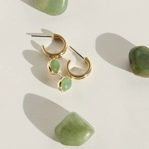 18K Gold Plated Natural Averturine Drop Earrings